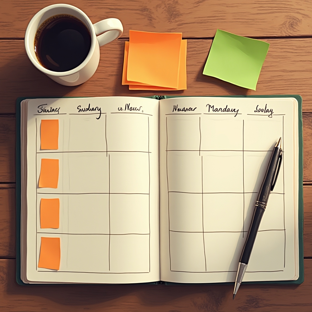 Quaderno di lavoro del corso aperto su una scrivania, senza loghi di app o sponsor